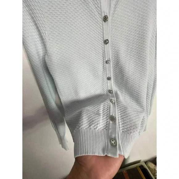 Zara Womens Pullover Button Up Long Sleeve Top Sweater Cardigan Light Blue Sz S - Picture 4 of 7